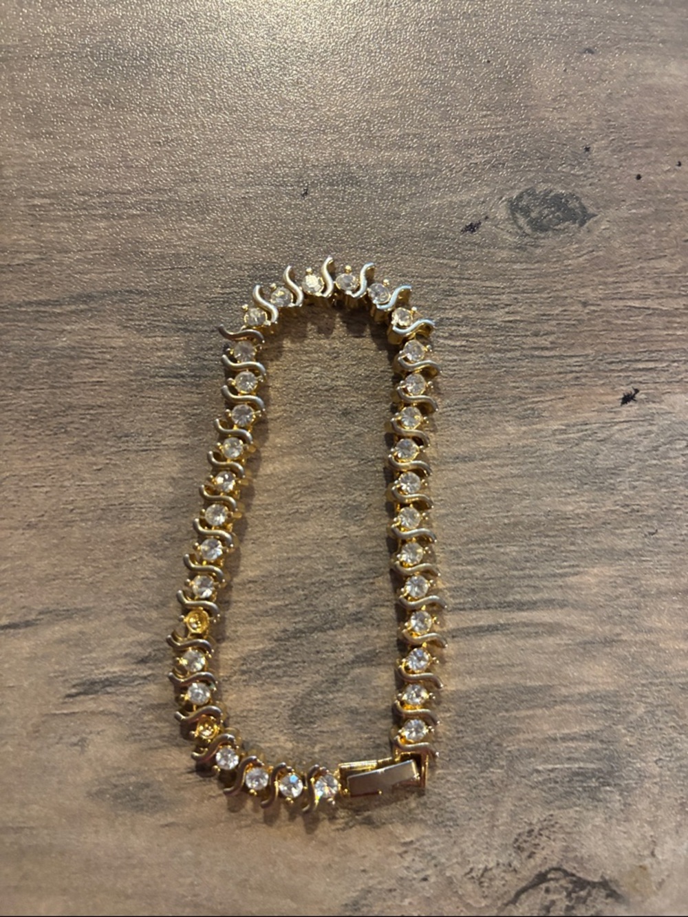 14K Yellow Gold Plated Simulated Diamond Tennis Bracelet - Gold